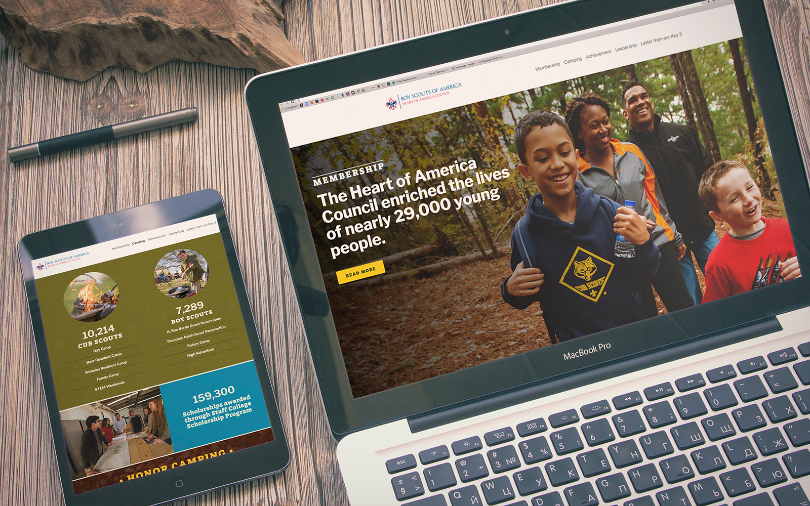 boy scouts site images on desktop and tabler